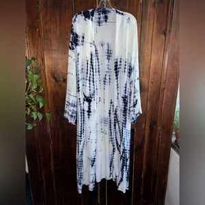 Folk Religion Tie-Dye Beach Robe with Pockets